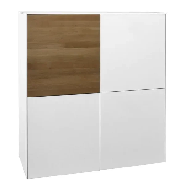 Hängeschrank I 119 x 124 x 32cm Weiß/Weiß/Wildeiche