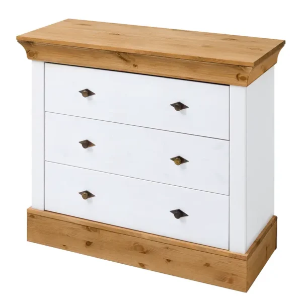 Kommode IV 108 x 90 x 45cm Weiß/Weiß/Laugenfarbig