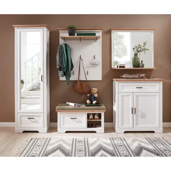 Garderobenset I 5-teilig 280 x 204 x 41cm Weiß/Pinie Weiß Dekor