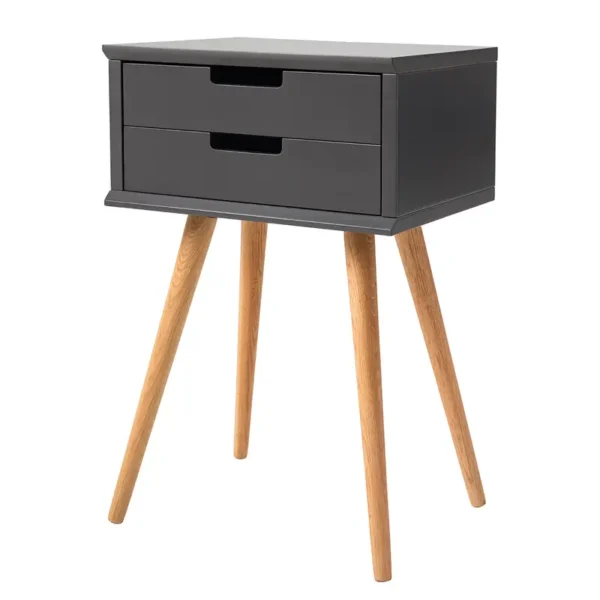 Nachttisch Mitrana mit 2 Schubladen 40 x 61 x 30cm Grau/Grau/Eiche