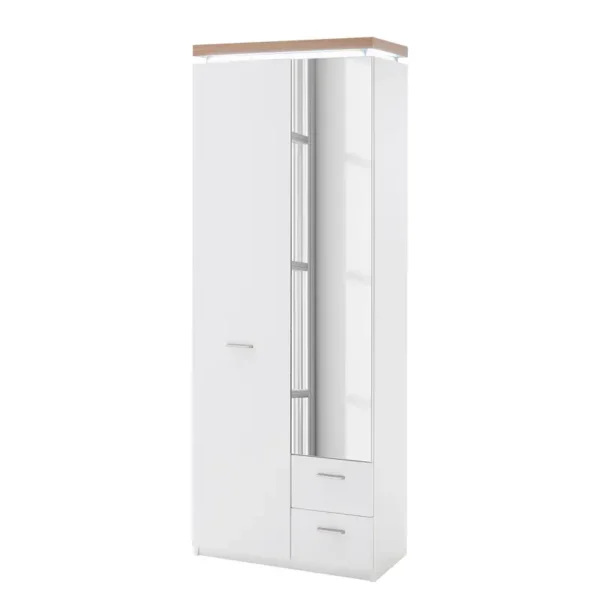 Garderobenschrank 75 x 201 x 38cm Braun/Weiß