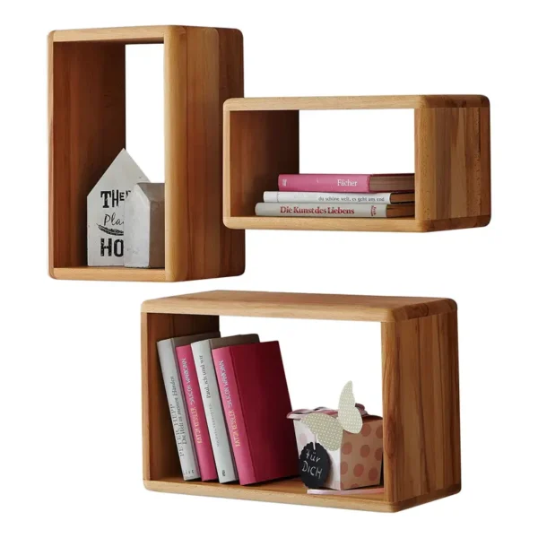 Wandregal Anamur 3er-Set Massivholz Kernbuche, geölt Braun 100 x 50 x 20cm Kernbuche