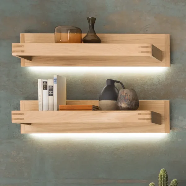 Wandboard I 2er-Set Spanplatte, furniert Braun 90 x 20 x 25cm