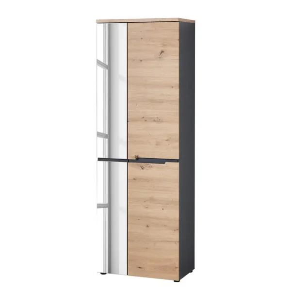 Garderobenschrank 65 cm Spiegel 65 x 192 x 38cm Braun/Grau/Beige/Eiche Artisan Dekor
