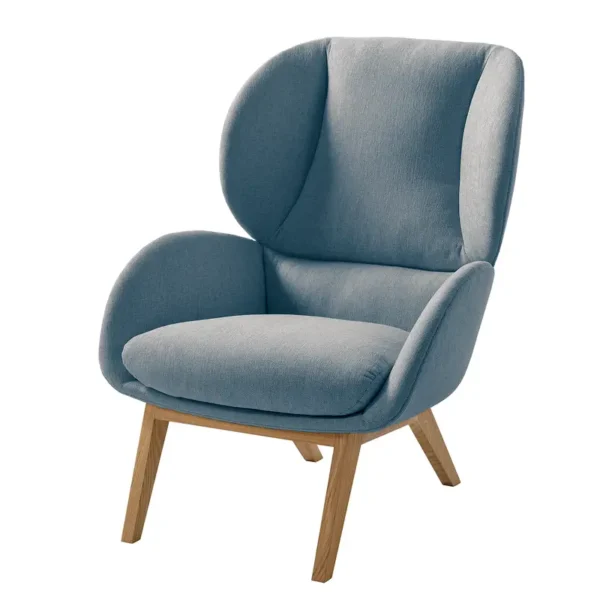 Sessel Blau/Blau Webstoff Saia Eiche Hell 82 x 102 x 90cm