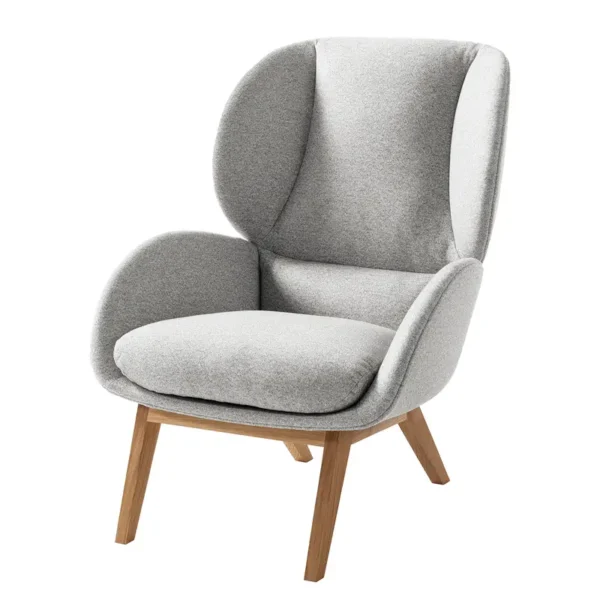 Sessel Grau/Hellgrau Webstoff Inze Eiche Hell 82 x 102 x 90cm