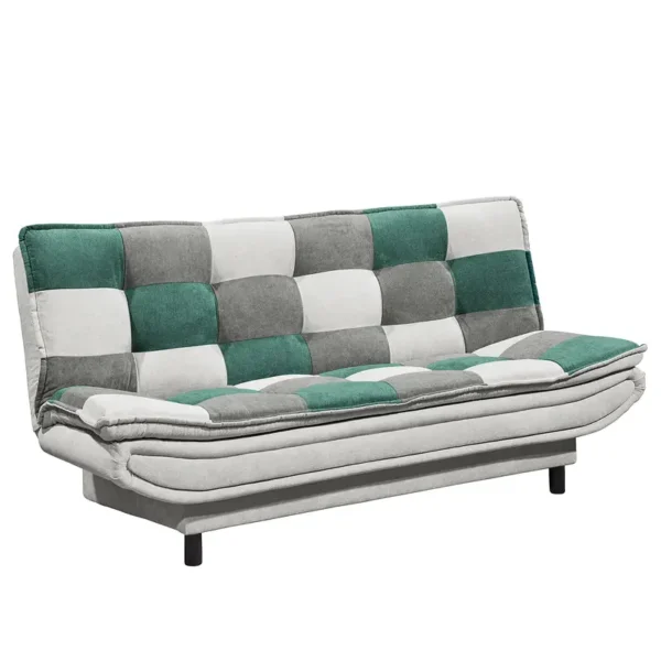 Schlafsofa Valleroy Grün/Grau Microfaser Ranu Patchwork 188 x 90 x 89cm Modern