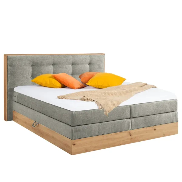 Boxspringbett Naumburg 180 x 200cm Microfaser Grau/Schlamm