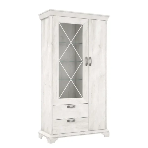 Vitrinenschrank II 113 x 210 x 48cm Weiß