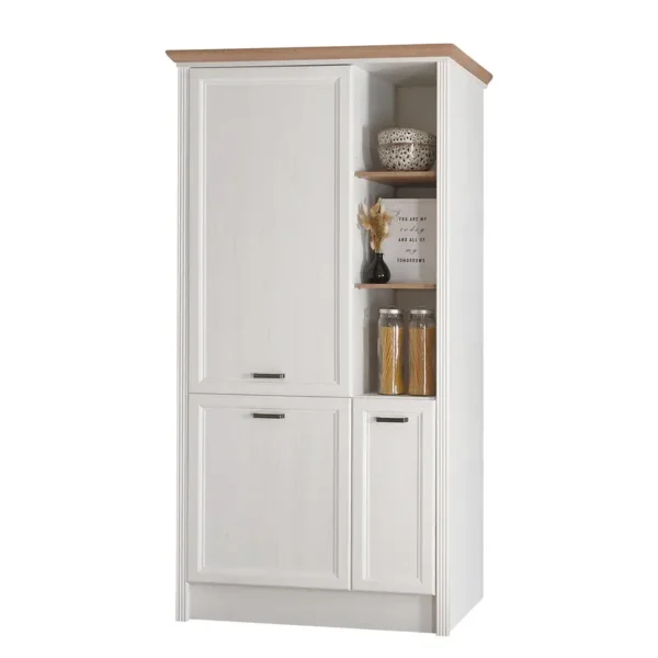 Kühlumbauschrank 104 x 217 x 60cm Weiß/Pinie Weiß Dekor