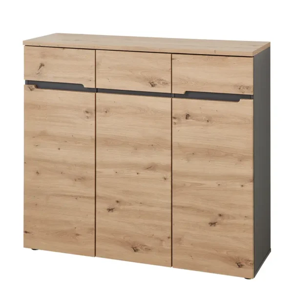 Schuhkommode 120 cm 120 x 107 x 38cm Braun/Eiche Artisan Dekor