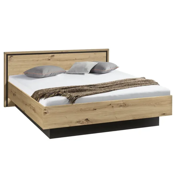 Bettgestell 180 x 200cm Spanplatte, foliert Braun Eiche