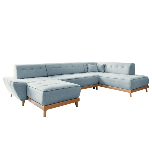 Wohnlandschaft Surribas Blau Webstoff Lark 328 x 77 x 190cm Longchair davorstehend links / Ottomane rechts Skandi