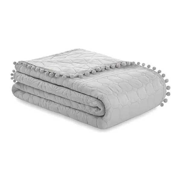 Tagesdecke 170 x 210cm Grau/Hellgrau Polyester