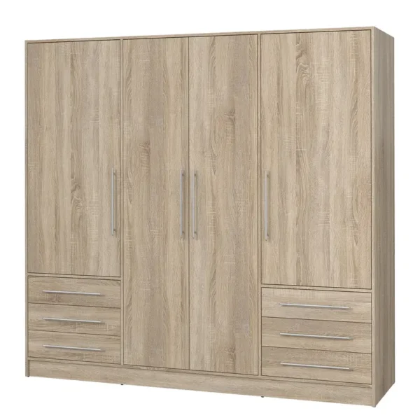 Drehtürenschrank Mindelberg II 207 x 200 x 60cm Braun/Eiche Sonoma Dekor