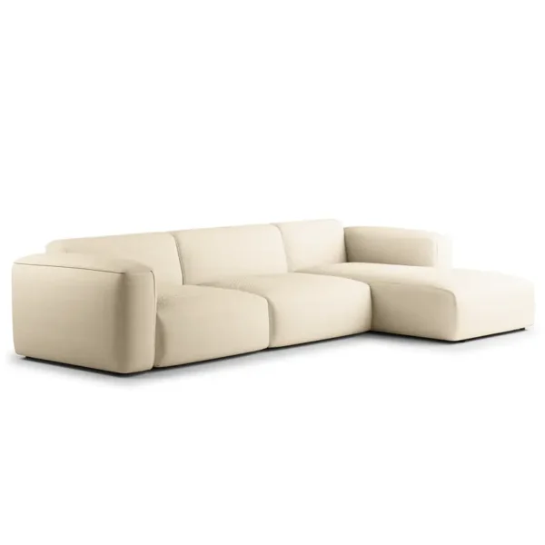Ecksofa 3-Sitzer mit Longchair Beige Cordstoff Snor 317cm Longchair davorstehend rechts Modern