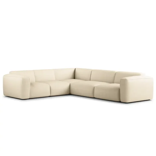 Ecksofa mit Rundecke Beige Cordstoff Snor 325 x 71 x 260cm Ecke davorstehend links Modern