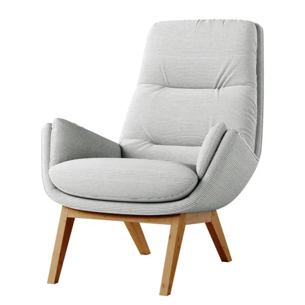 Sessel mit Holzfüßen Grau Cordstoff Snor Eiche Dunkel 83 x 95 x 97cm
