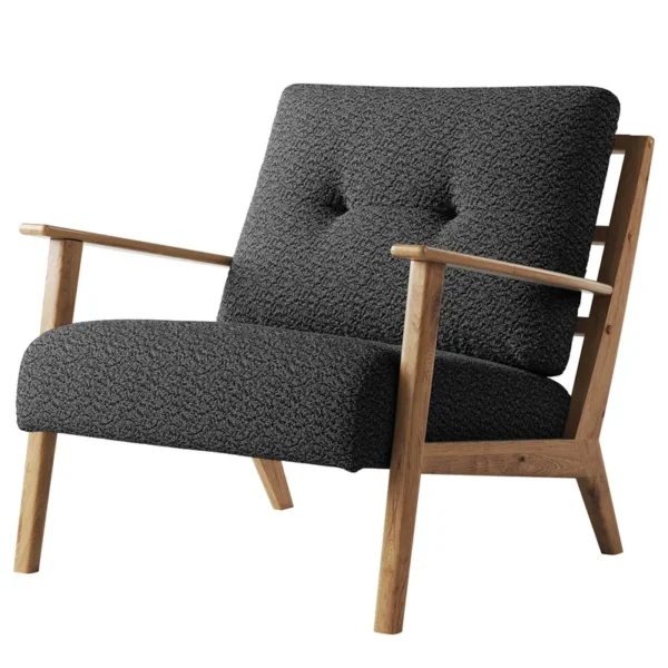Sessel Grau/Anthrazit Teddy-Bouclé Stoff Bony 83 x 80 x 75cm