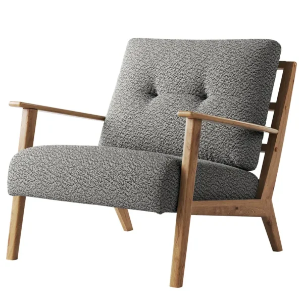 Sessel Grau/Grau Teddy-Bouclé Stoff Bony 83 x 80 x 75cm