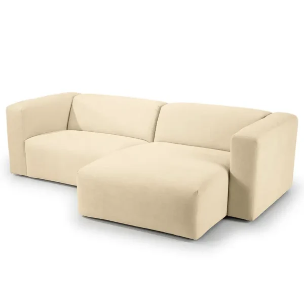 Ecksofa Minaya Beige/Beige Strukturstoff Kari 255 x 72 x 160cm Longchair davorstehend rechts Modern