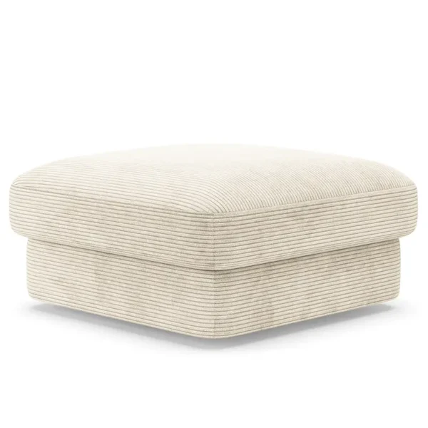 Polsterhocker Small Weiß Cordstoff Lizza Modern