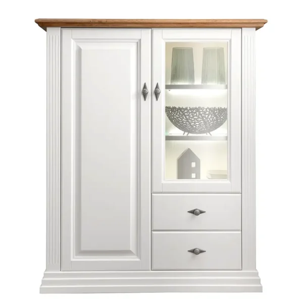 Massives Highboard Typ A 113 x 134 x 45cm Weiß