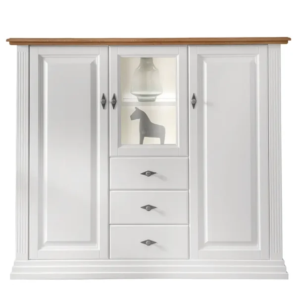 Massives Highboard Typ B 157 x 134 x 45cm Weiß