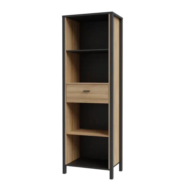 Regal 65 cm Front & Korpus: Spanplatte, foliert Gestell: MDF Mitteldichte Holzfaserplatte , foliert Schwarz/Braun 65 x 194 x 40cm