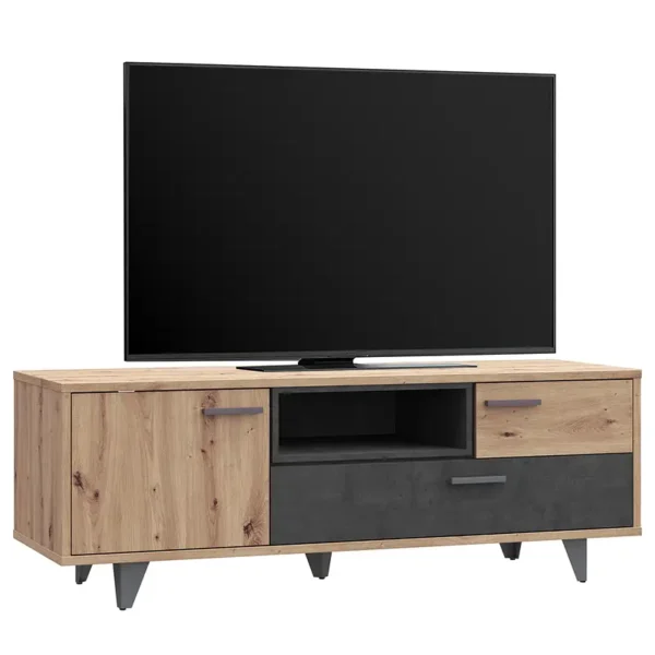 TV-Lowboard Spanplatte, foliert Braun/Grau 155 x 54 x 52cm