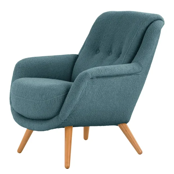 Sessel Saku Blau Bouclé Stoff Nola 83 x 76 x 77cm
