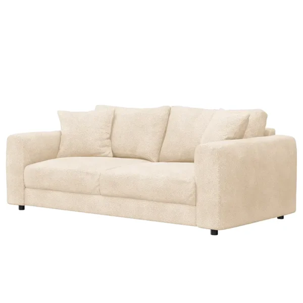 2,5-Sitzer Sofa Beige/Beige Teddy-Bouclé Stoff Bony 189 x 79 x 106cm Modern