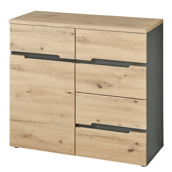 Kommode 90 cm 90 x 82 x 38cm Braun/Grau/Beige