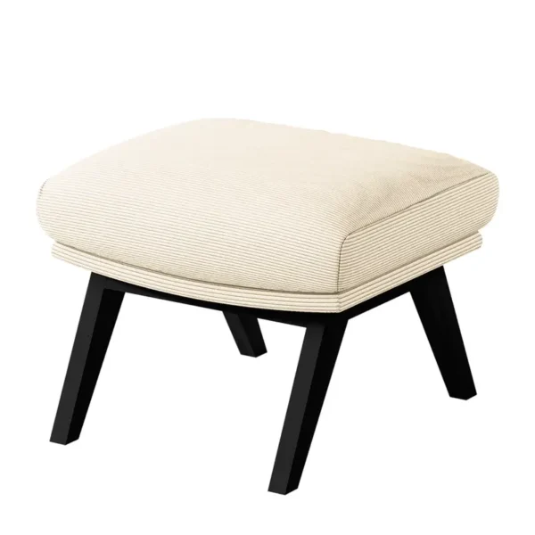 Polsterhocker mit Holzfüßen 51 x 37 x 41cm Weiß Schwarz Cordstoff Snor: Beige
