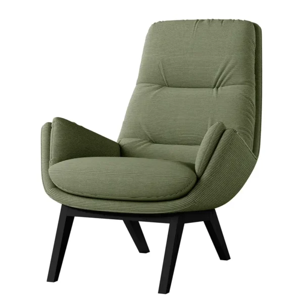 Sessel mit Holzfüßen Grün Cordstoff Snor Schwarz 83 x 95 x 97cm