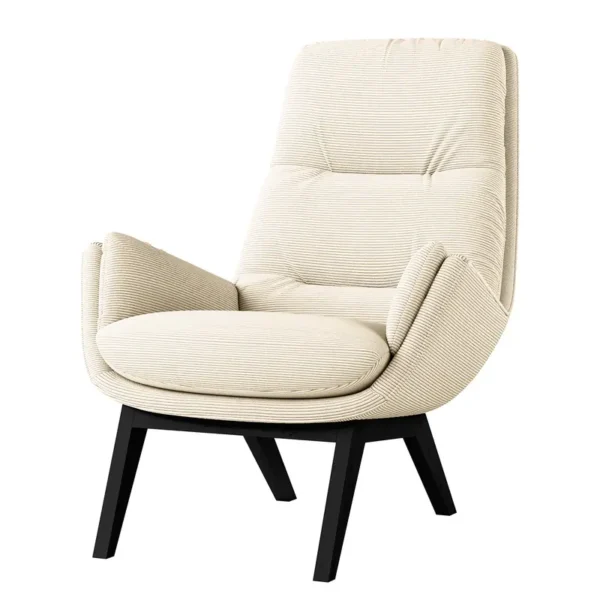 Sessel mit Holzfüßen Weiß Cordstoff Snor Schwarz 83 x 95 x 97cm