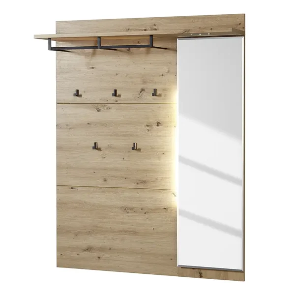 Beleuchtetes Garderobenpaneel 120 x 153 x 29cm Braun/Beige