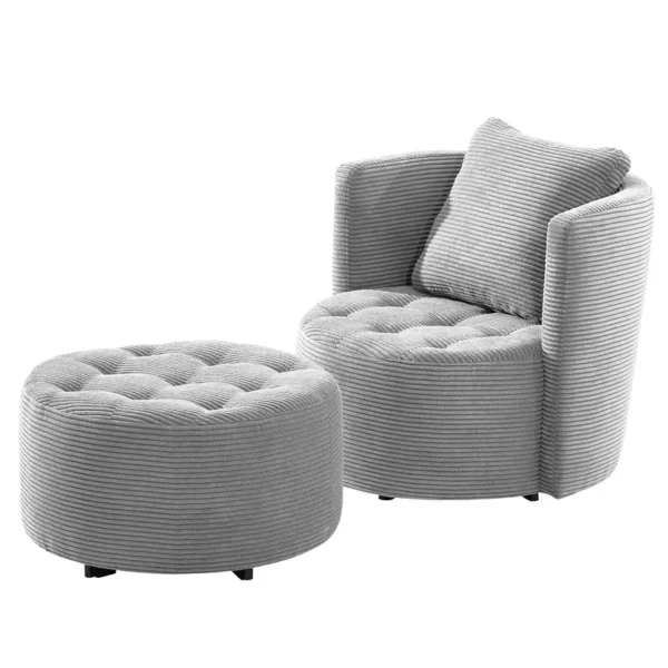 Sessel Timboan Gelb/Hellgrau Cordstoff Poppy mit Hocker 65 x 65 x 40cm