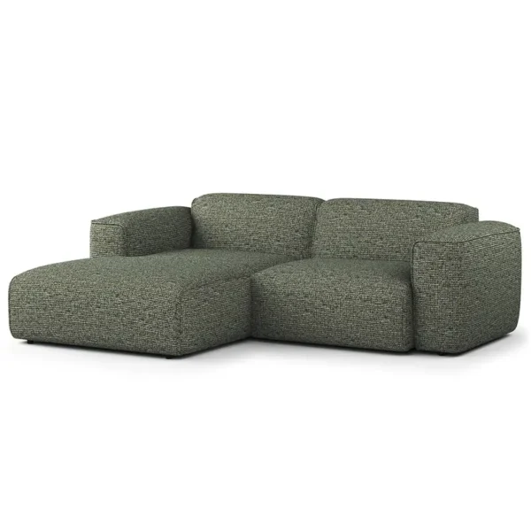 Ecksofa mit XL-Longchair Grün/Moosgrün Chenille Enne 260 x 71 x 171cm Longchair davorstehend links Modern