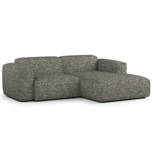 Ecksofa mit XL-Longchair Grau/Grau Chenille Enne 260 x 71 x 171cm Longchair davorstehend rechts Modern