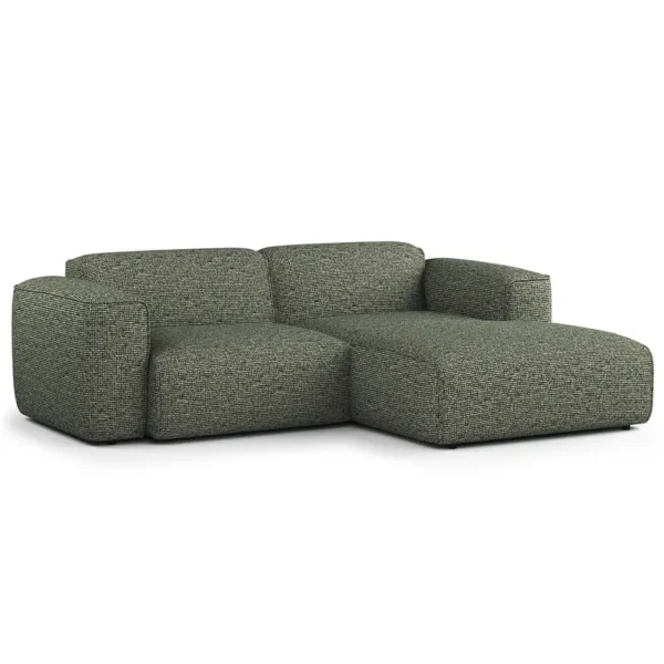 Ecksofa mit XL-Longchair Grün/Moosgrün Chenille Enne 260 x 71 x 171cm Longchair davorstehend rechts Modern