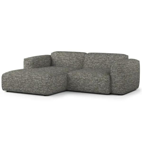 Ecksofa mit XL-Longchair Grau/Grau Chenille Enne 260 x 71 x 171cm Longchair davorstehend links Modern