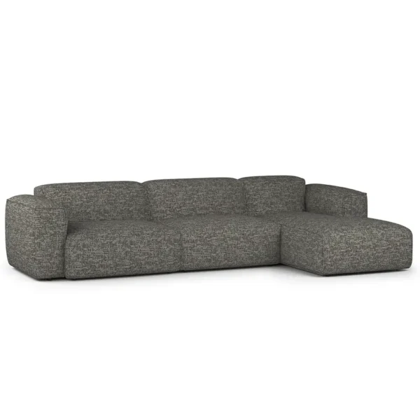 Ecksofa 3-Sitzer mit Longchair Grau Chenille Enne 317cm Longchair davorstehend rechts Modern