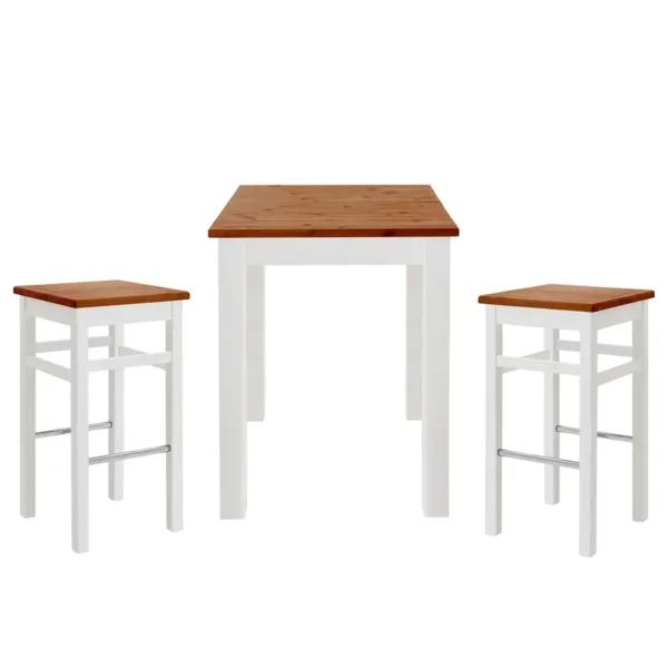 Massives Barset Bergen 3-teilig 78 x 103 x 78cm Weiß/Kiefer Weiß/Kiefer Bernstein