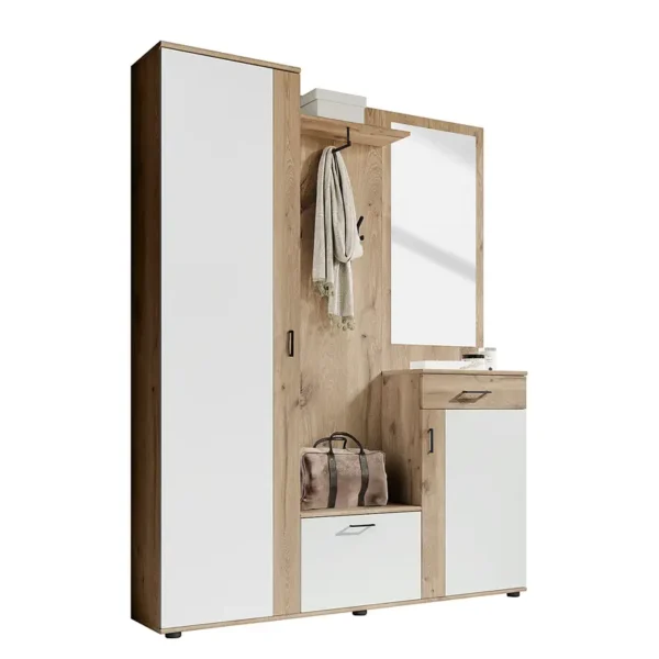Kompaktgarderobe Serle 145 x 184 x 29cm Braun/Grau