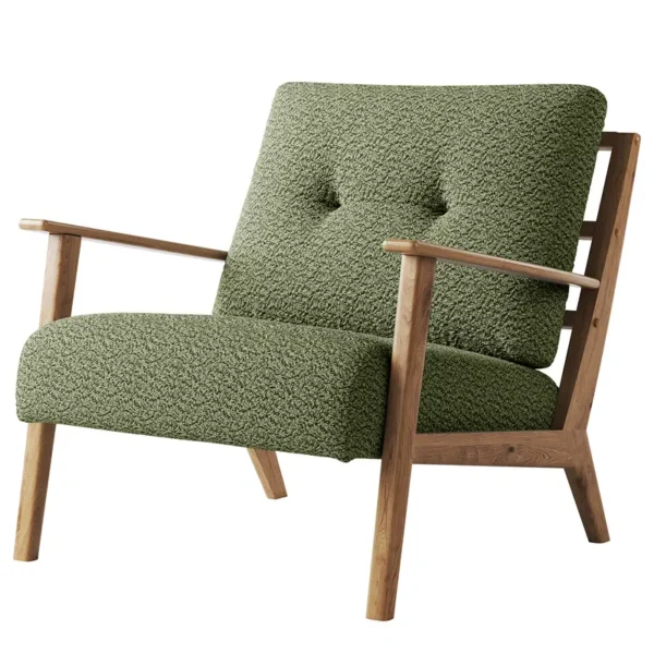 Sessel Grün/Moosgrün Teddy-Bouclé Stoff Bony 83 x 80 x 75cm