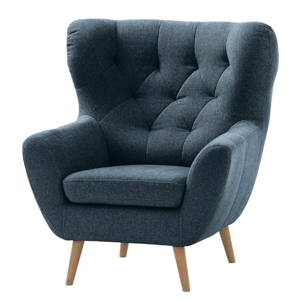 Sessel Blau Webstoff Sioma Eiche Hell 89 x 104 x 92cm