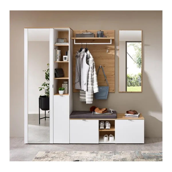 Garderobenset 4-teilig 206 x 202 x 38cm Weiß/Weiß