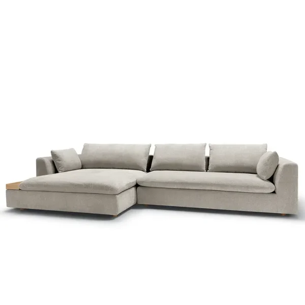 Ecksofa Grau Chenille Skady 334 x 84 x 165cm Longchair davorstehend links Boho