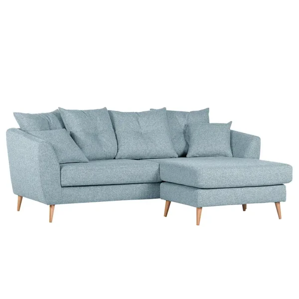 Ecksofa Jupe Blau Microfaser Reana 210 x 70 x 156cm Ottomane beidseitig montierbar
